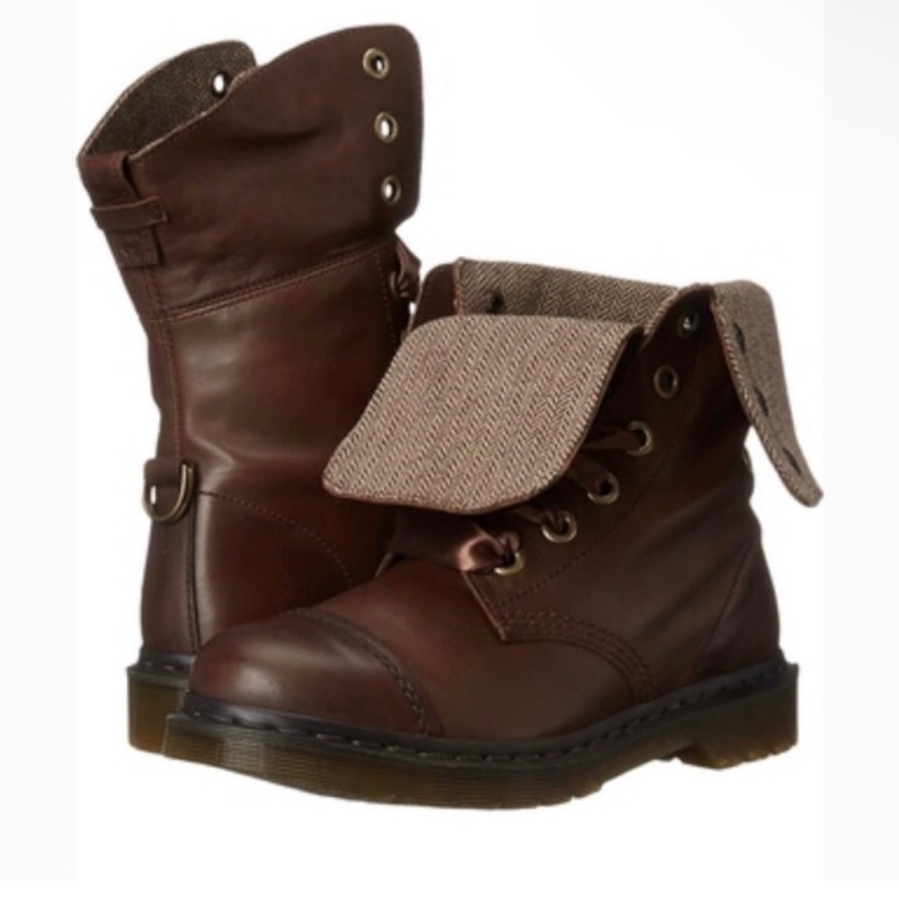 Dr Martens Aimilita triumph Brown Leather Fold over Boot